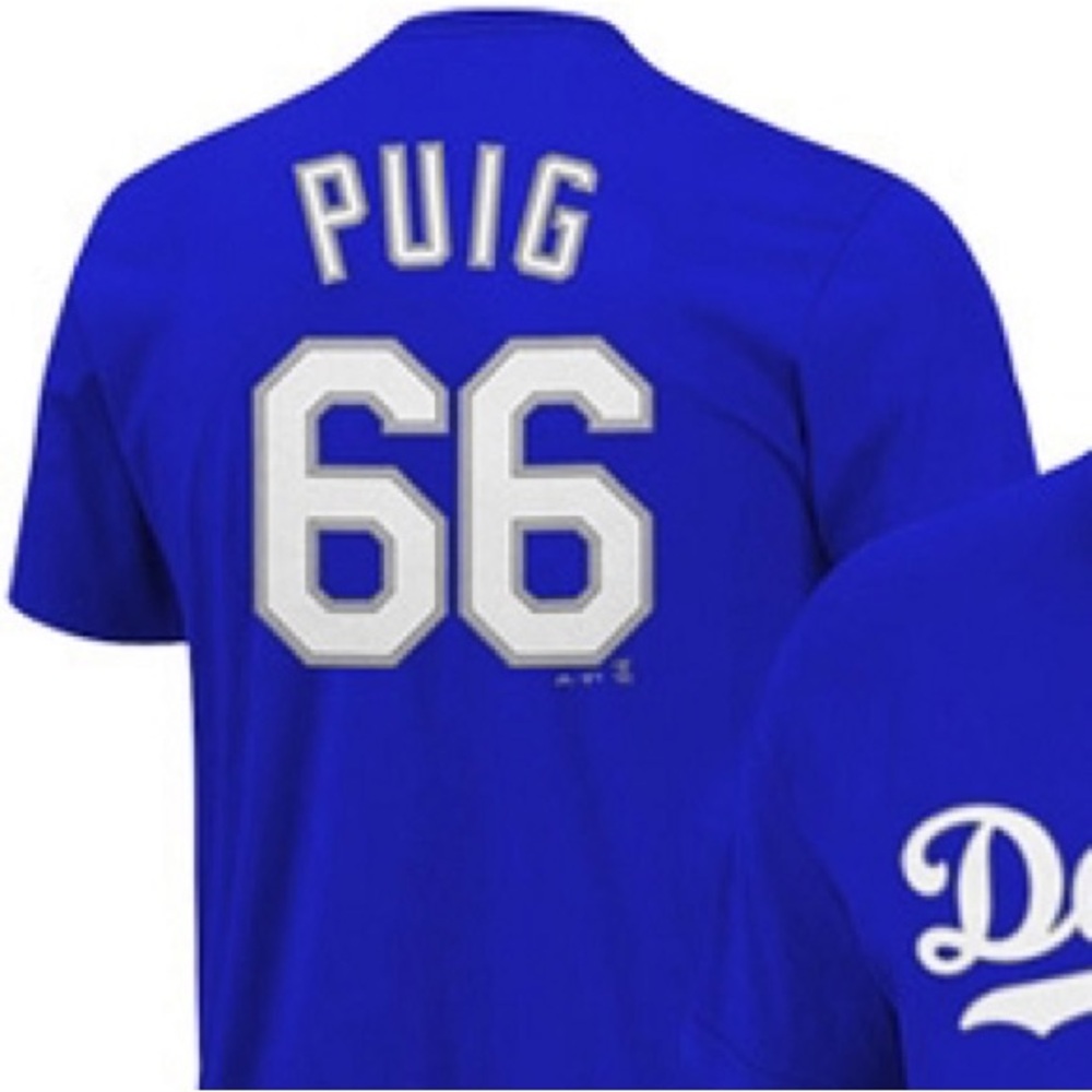 Los Angeles Dodgers MLB Puig 66 Graphic Tee Size XL Blue Baseball